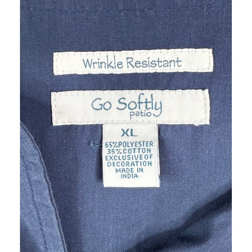 Go Softly Patio Dress Womens XL Navy Blue Embroidered Floral Short Sleeve Pocket - Picture 3 of 7